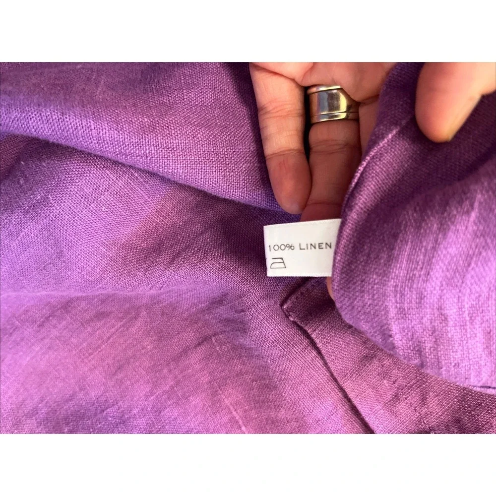 M&M 100% Linen Cross Back Smock Apron One Size Purple Molly Morris Design $100